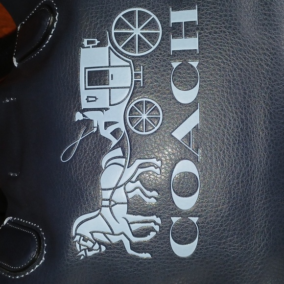 Coach Derby Dark Blue Leather Tote - Picture 11 of 16